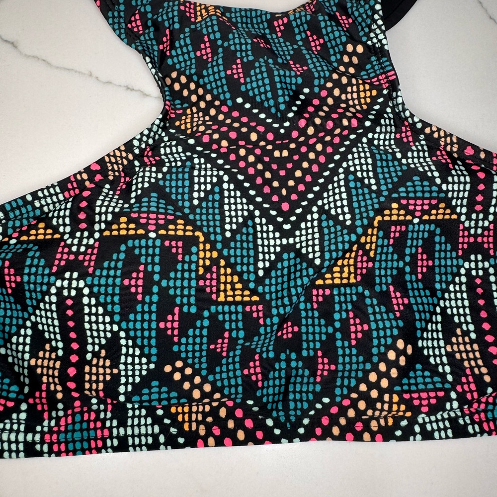 Xhilaration Black and Pink Geometric Crop Top